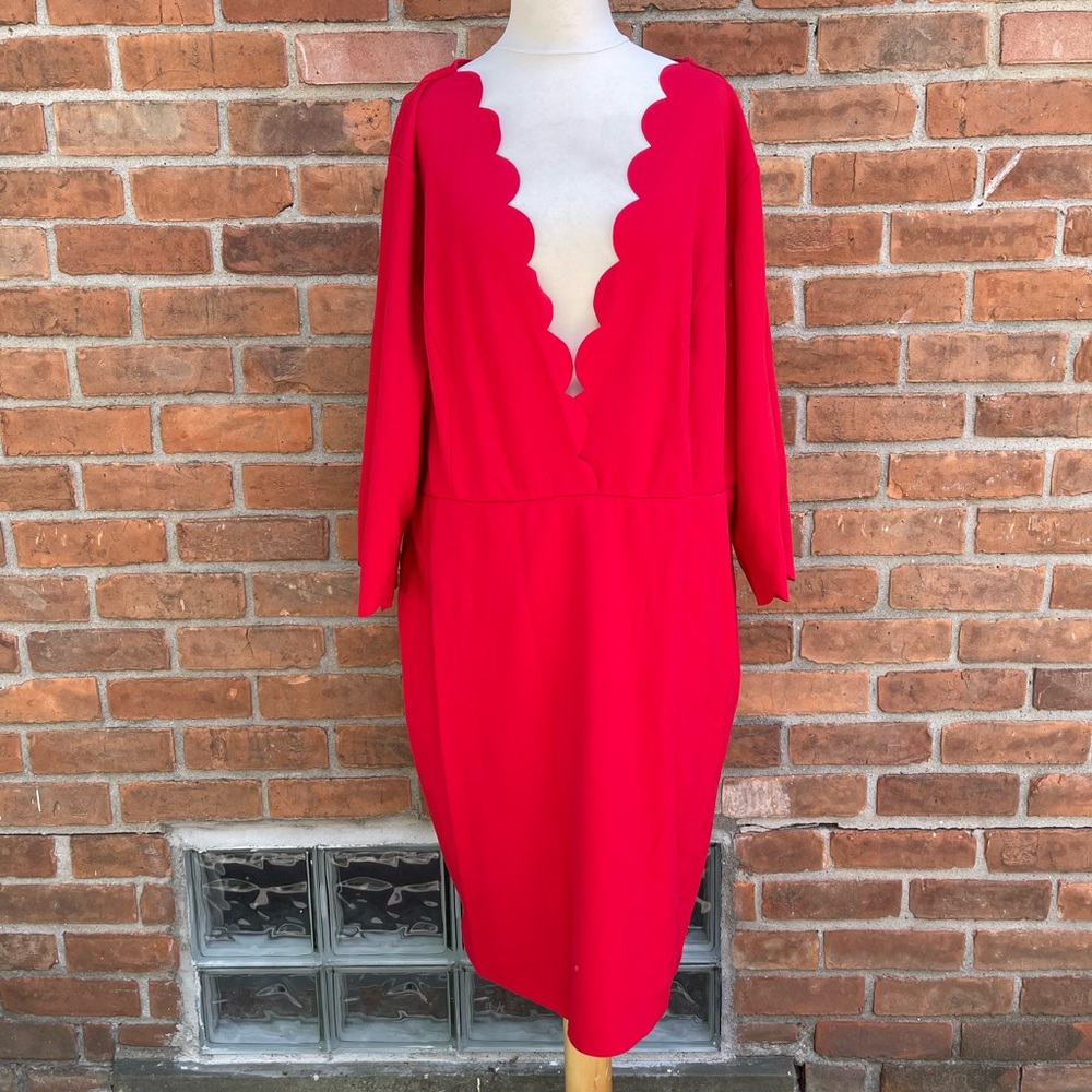 SHEIN Deep Scallop V-Neck Sexy Dress